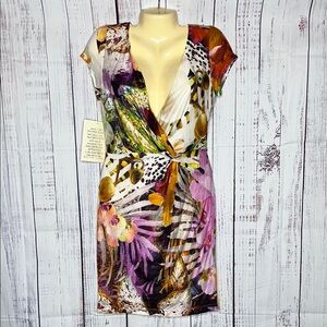 Boston Proper NWT Size 6 Abstract Floral Print Surplice V-Neck Sheath Dress